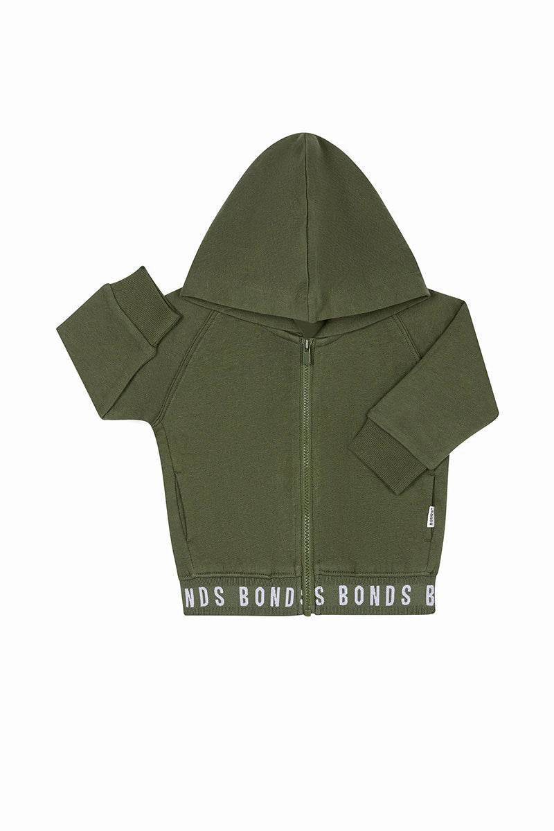 Bonds Baby Logo Fleece Hoodie Hiker Green - Main Image