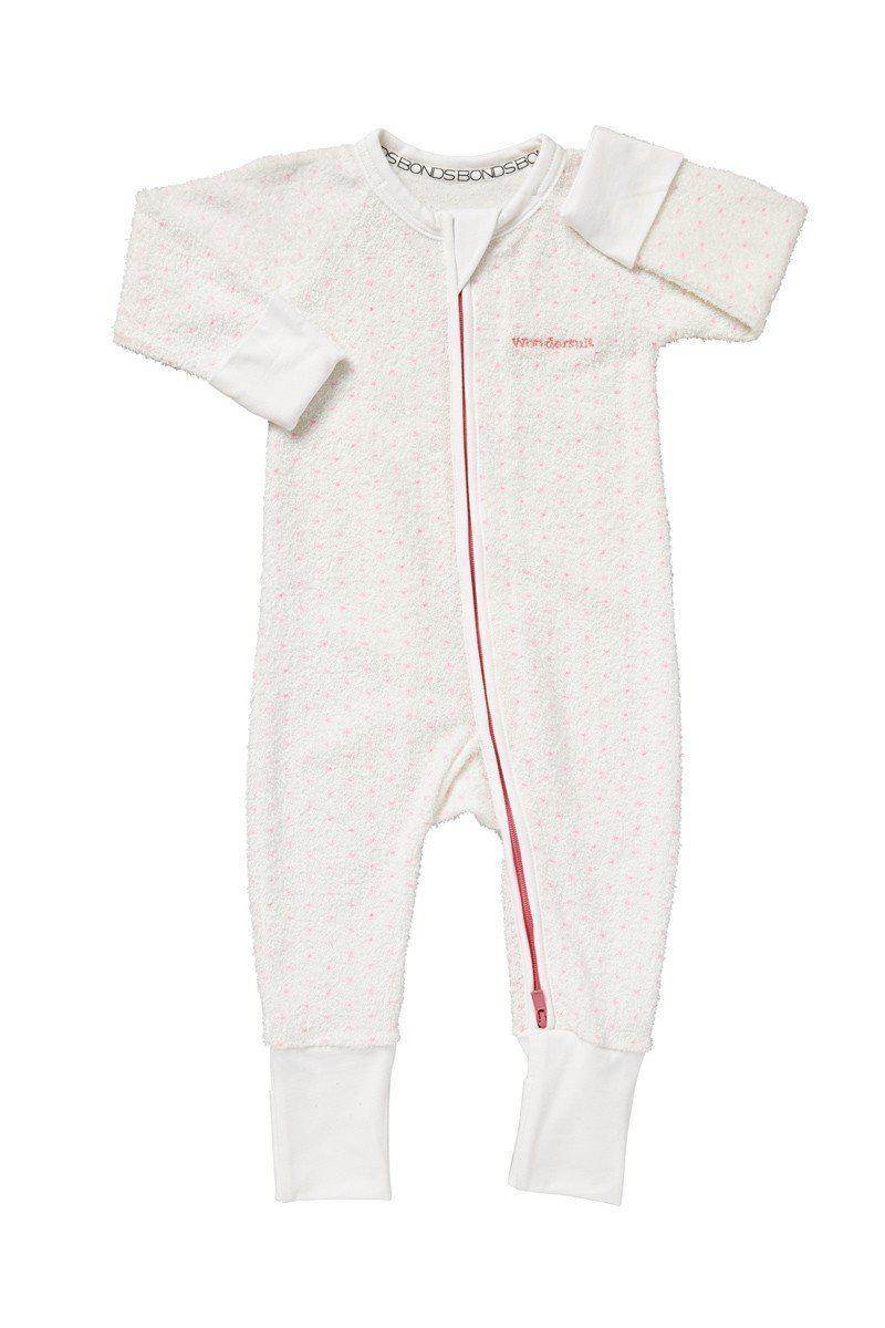 Bonds Way Zip Wondersuit White Hyper Bloom Spot Buy