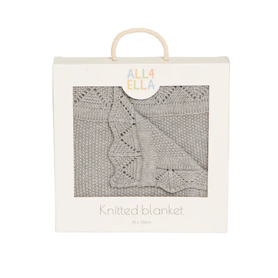 All 4 Ella Knitted Blanket - Light Grey