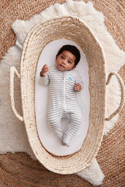 Love To Dream Long Sleeve Enclosed Foot Romper - Grey Stripe