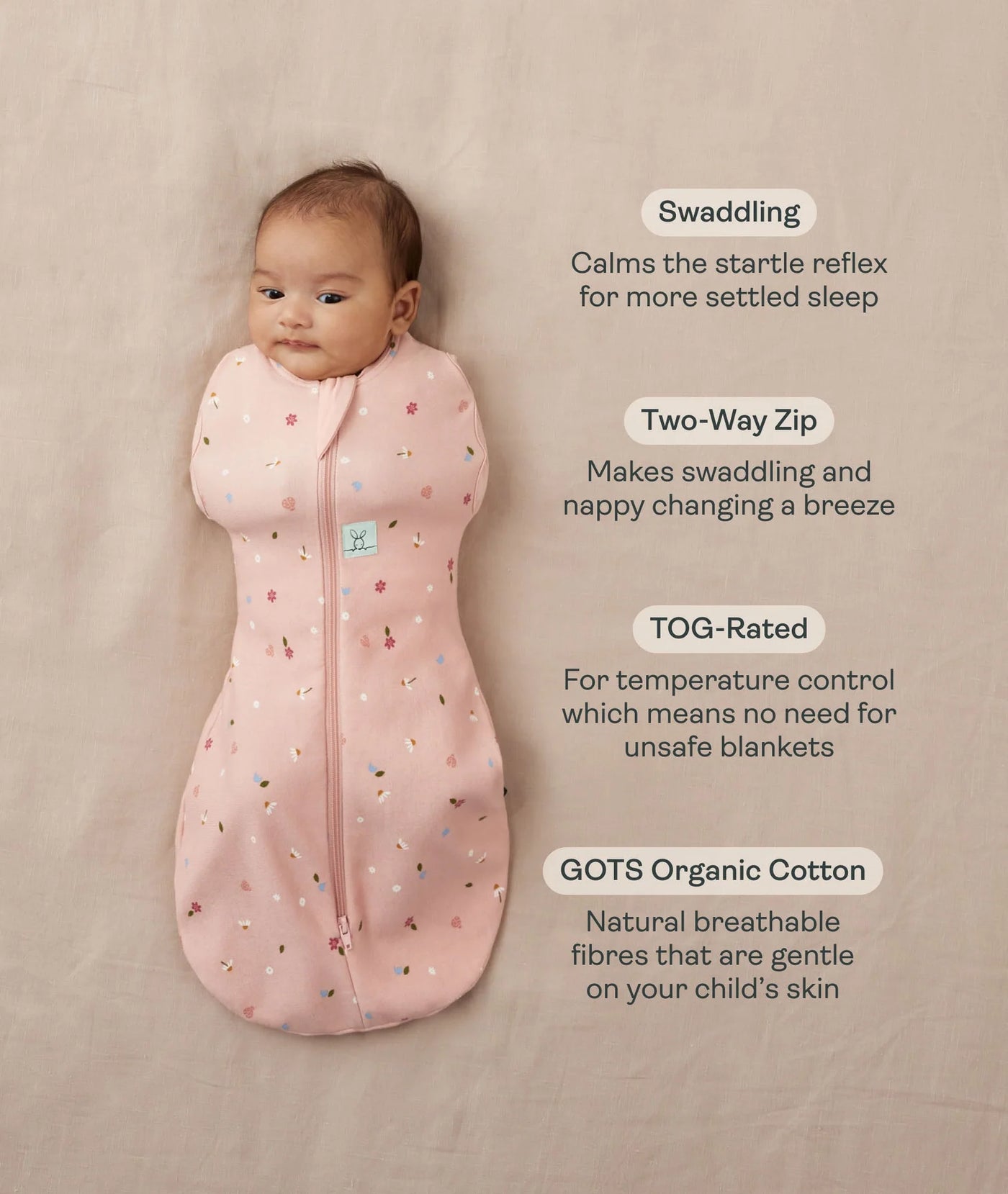 ergoPouch Australia Hip Harness Cocoon Swaddle Bag 2.5 TOG - Grey Marle