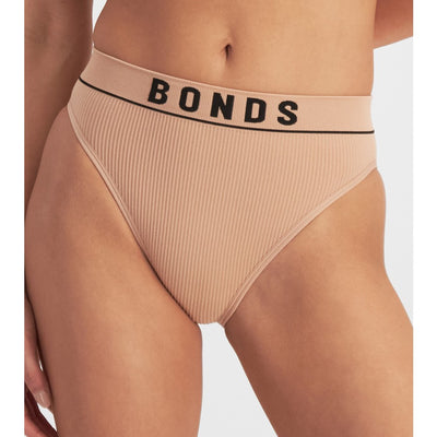 Bonds Women's Retro Rib Hi Waisted Bikini 3 Pack - Black/Nude/Grey