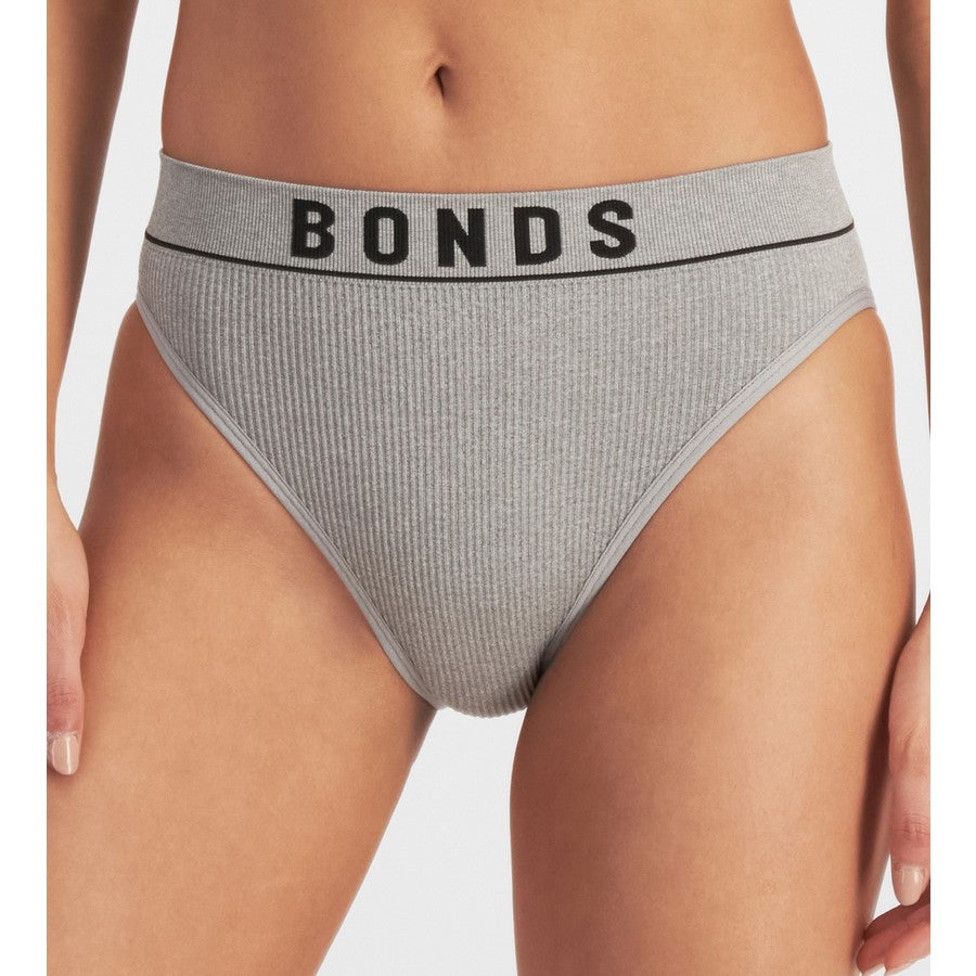 Bonds Women's Retro Rib Hi Waisted Bikini 3 Pack - Black/Nude/Grey