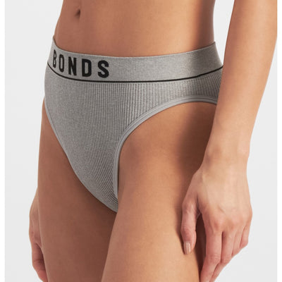 Bonds Women's Retro Rib Hi Waisted Bikini 3 Pack - Black/Nude/Grey