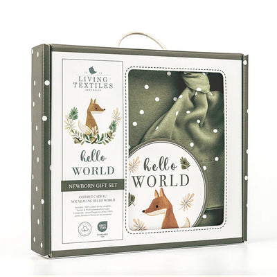 Living Textiles Hello World Gift Set - Olive Spots