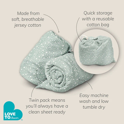Love To Dream Fitted Cot/Crib Sheet Twin Pack - Green