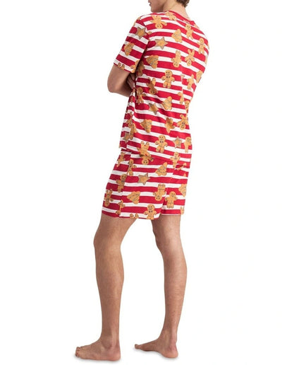 Bonds Men's Sleep Tee And Short Set in Red - Gingerbread Parade