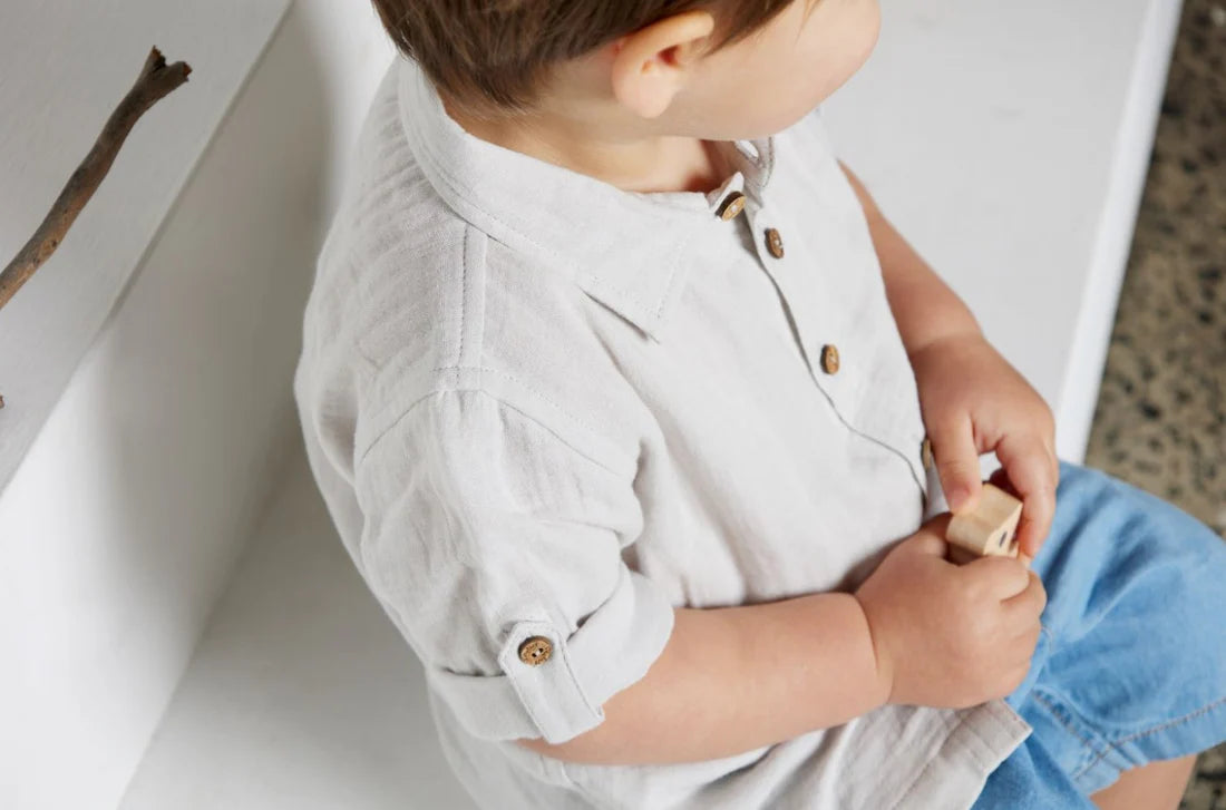 Tiny Twig Cambric Shirt - Vapour Crinkle