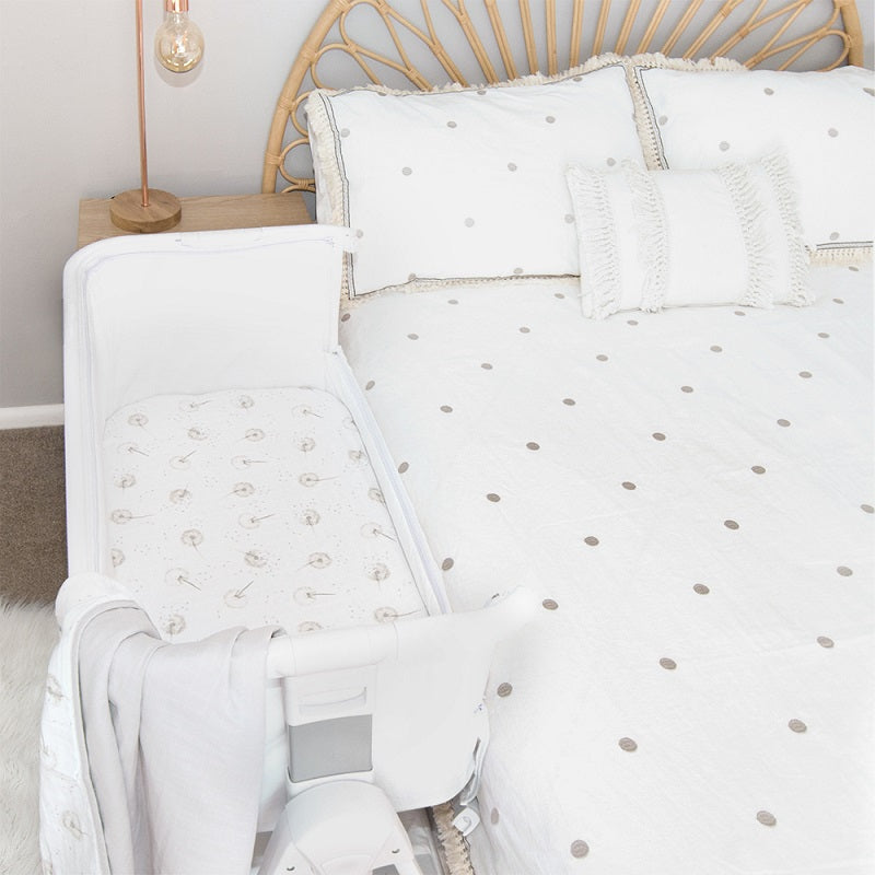 Living Textiles Organic Muslin 2 Pack Cradle/Co Sleeper Fitted Sheets - Dandelion/Grey