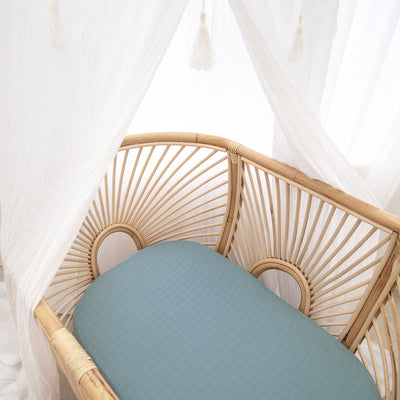 Living Textiles Organic Muslin 2 Pack Cradle/Co Sleeper Fitted Sheets - Banana Leaf/Teal
