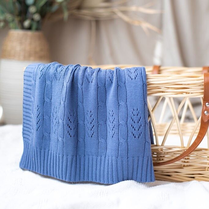 Emotion & Kids Bassinet Blanket - Midnight Blue Fern