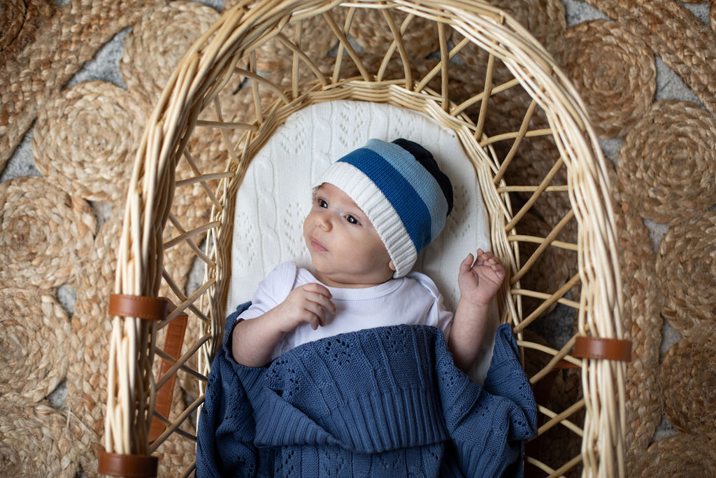 Emotion & Kids Bassinet Blanket - Midnight Blue Fern