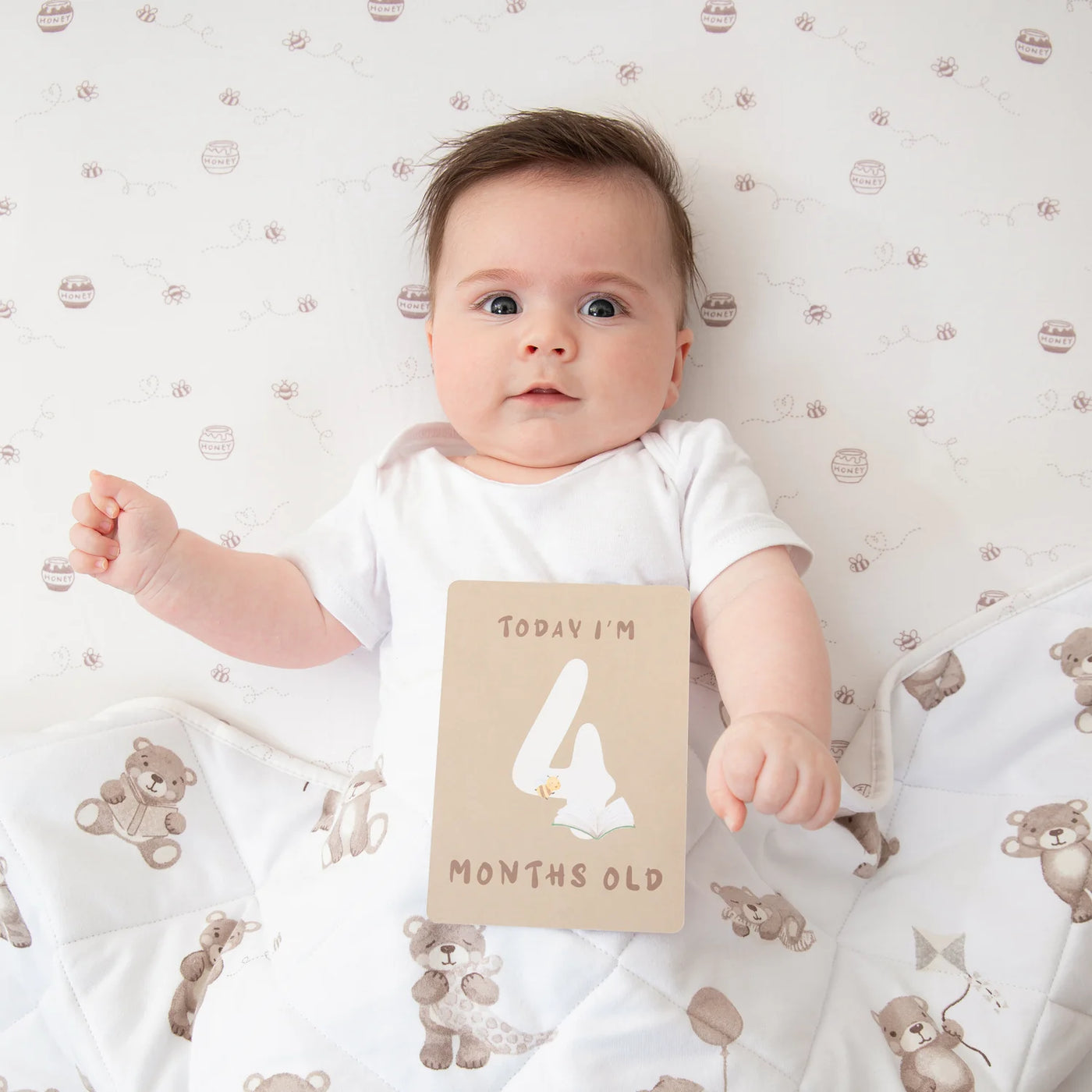Living Textiles Milestone Cards - Cuddly Bear