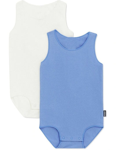 Bonds Wondercool Eyelet Singletsuit 2 Pack - Lowest Tide/Macadamia