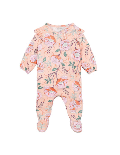 Fox & Finch Poppy Print Long Sleeve Zip Onesie