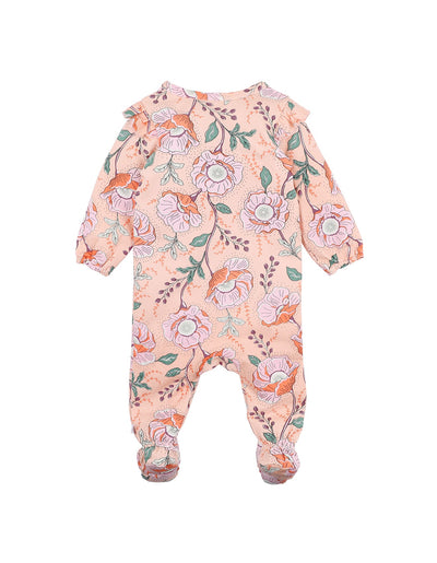Fox & Finch Poppy Print Long Sleeve Zip Onesie