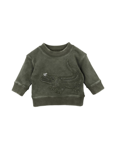 Bebe By Minihaha Scout Croc Sweat Top - Washed Khaki