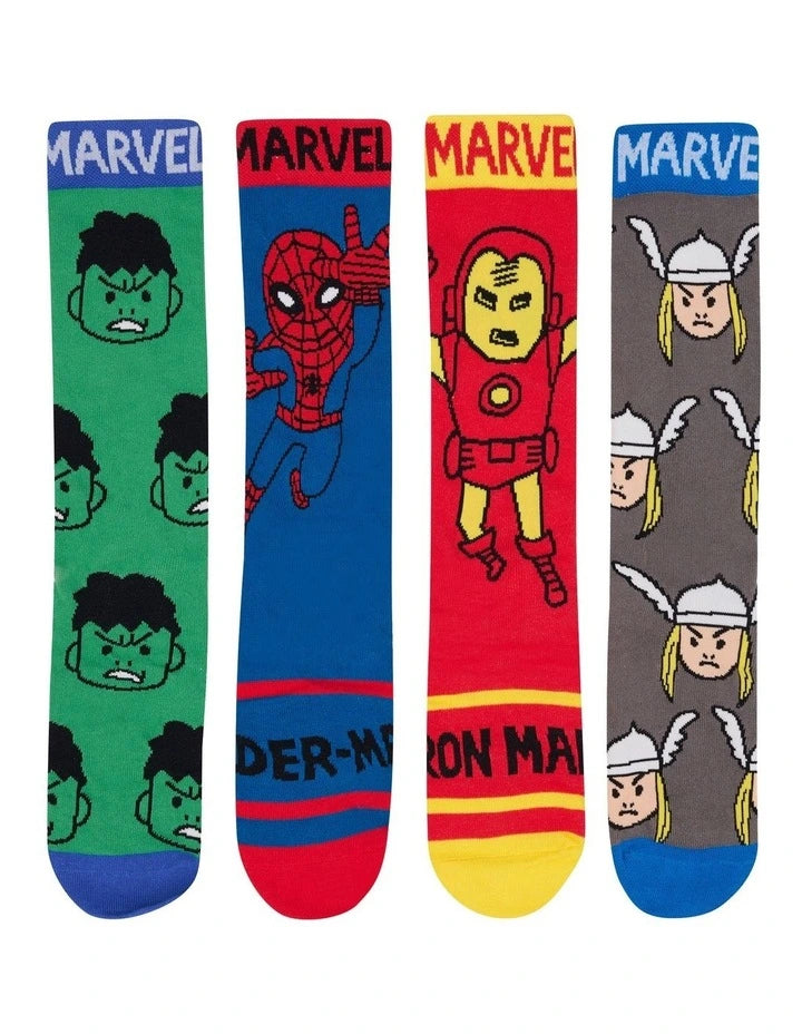 Bonds Mens Marvel Comics Crew Socks Box 4 Pack