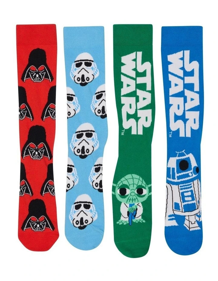 Bonds Mens Star Wars Crew Socks Box 4 Pack - Multi