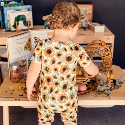 Monarch Short Sleeve Bamboo Zip Bootysuit V3 - Sunny Daze