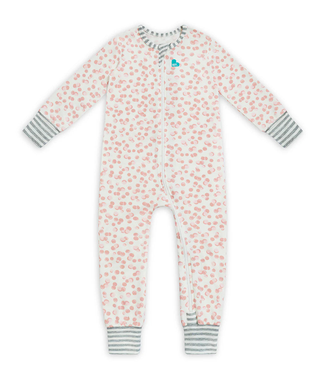 Love To Dream Long Sleeve Footless Romper - Dusty Pink Bubbles
