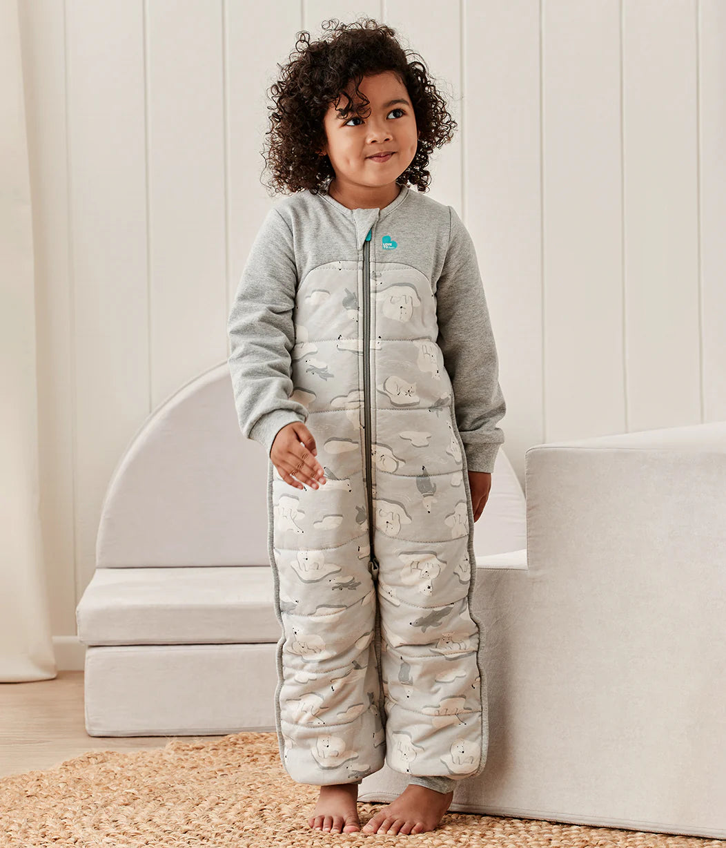 Love To Dream Quilted Cotton Sleep Suit Long Sleeve 3.5 TOG - Grey South Pole