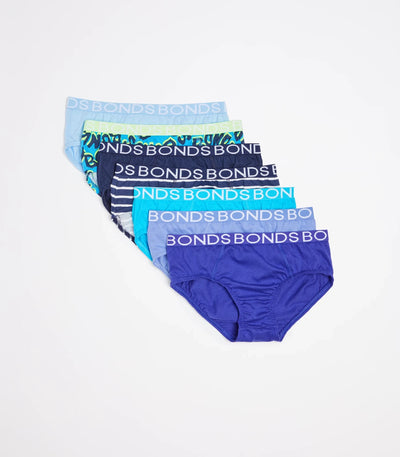 Bonds Boys Brief 7 Pack - Blue Pack