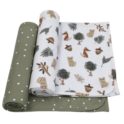 Living Textiles 2 Pack Jersey Swaddle Wraps - Forest Retreat