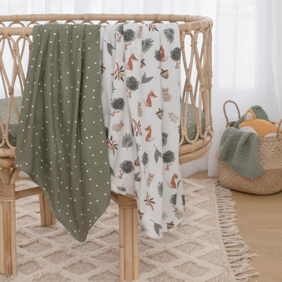 Living Textiles 2 Pack Jersey Swaddle Wraps - Forest Retreat