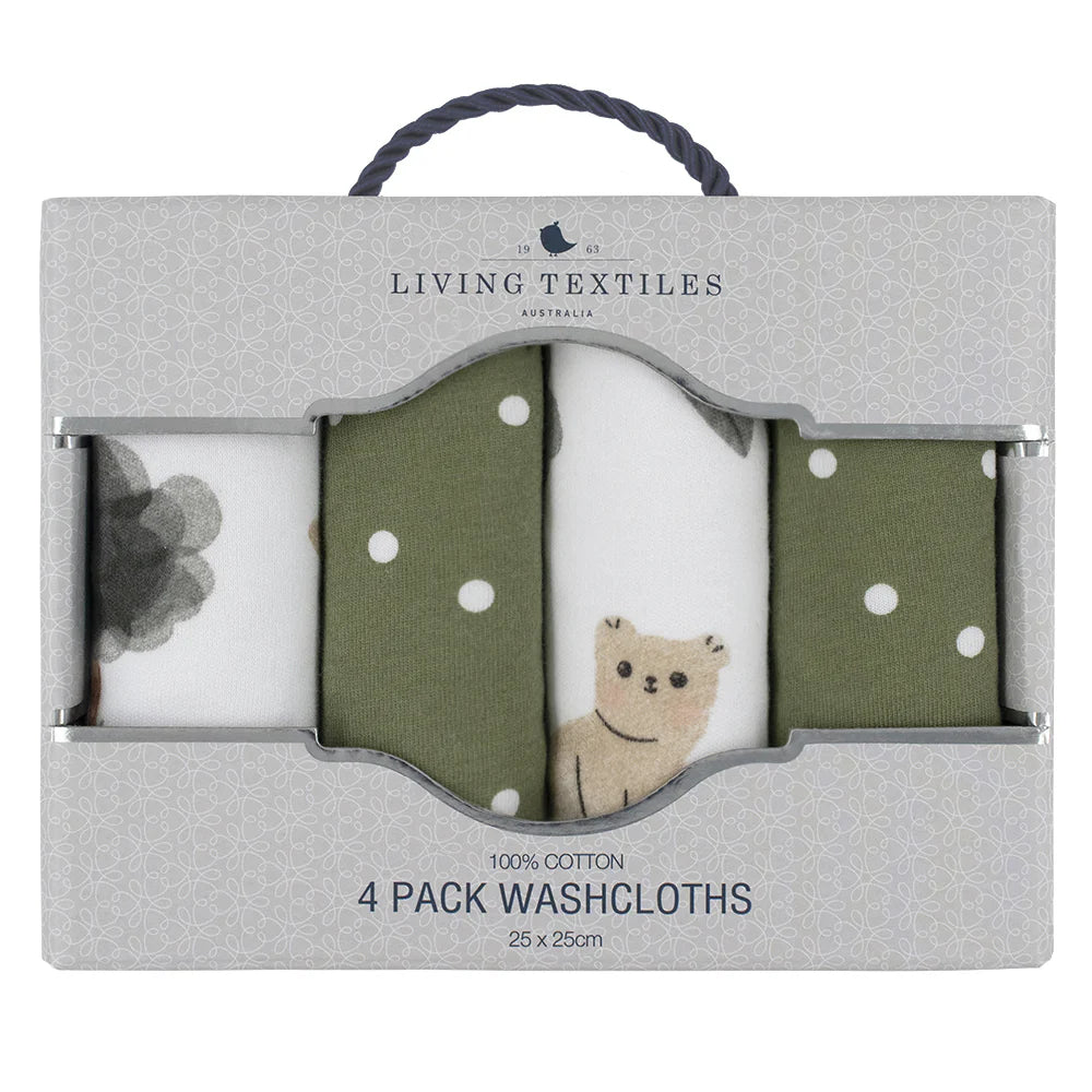 Living Textiles 4 Pack Face Washers - Forest Retreat