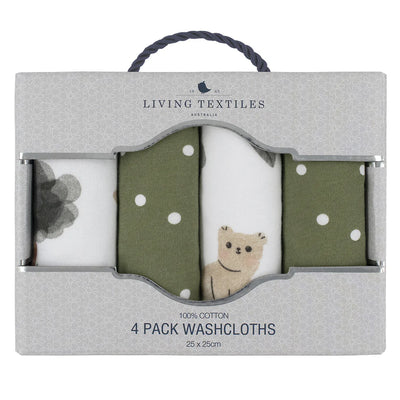 Living Textiles 4 Pack Face Washers - Forest Retreat