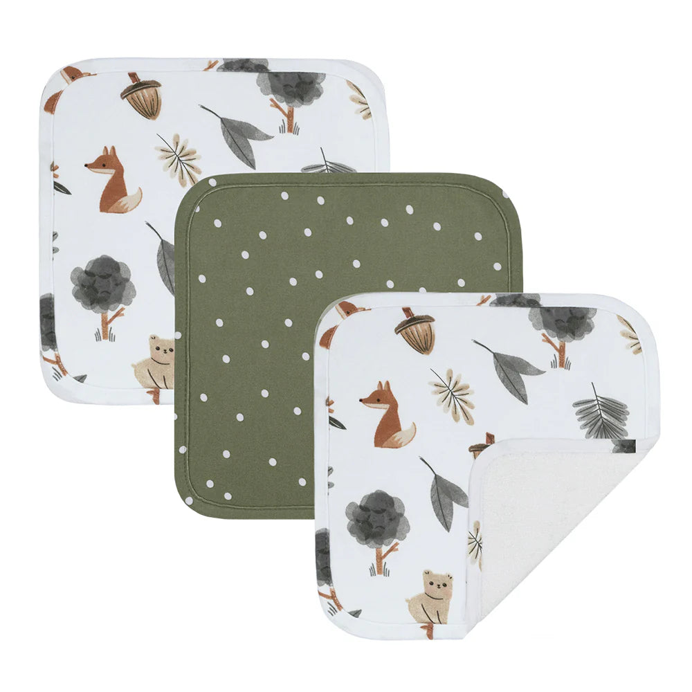 Living Textiles 3 Pack Jersey Wash Cloths - Forest Retreat