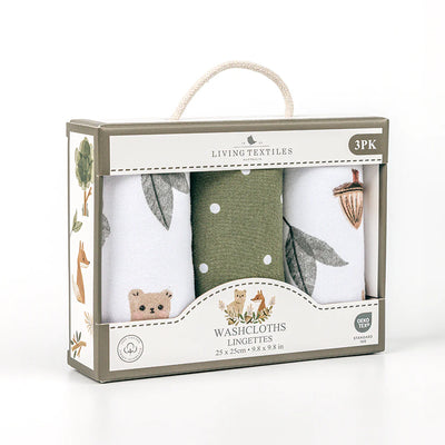 Living Textiles 3 Pack Jersey Wash Cloths - Forest Retreat