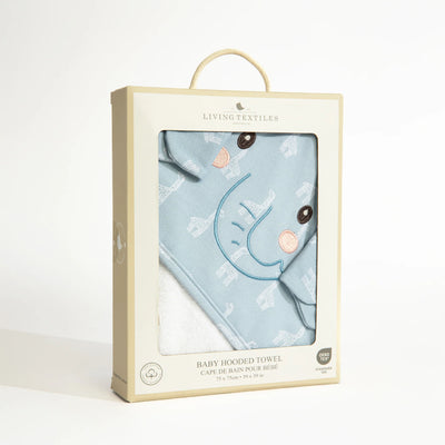 Living Textiles Organic Hooded Towel - Wild Safari/Elephant