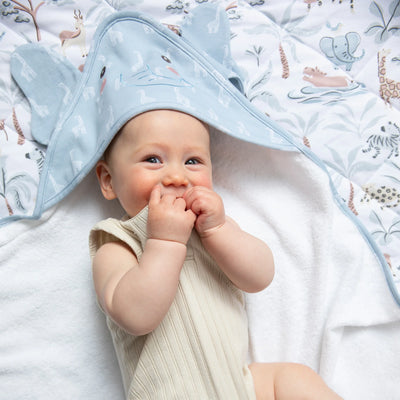 Living Textiles Organic Hooded Towel - Wild Safari/Elephant