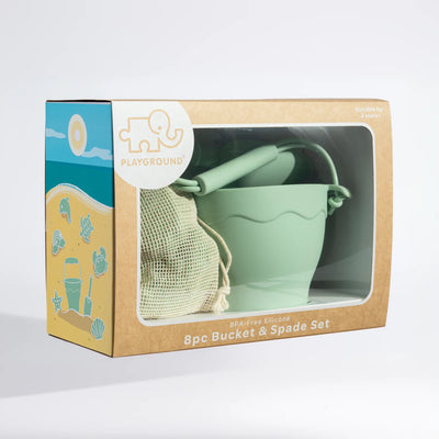 Playground 8 Piece Silicone Bucket Set - Light Sage