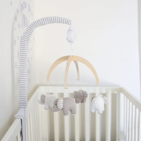 Living Textiles Musical Mobile Set - Watercolour Elephant