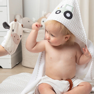 Living Textiles Organic Bath Mitt - Tractor Ride/Cow