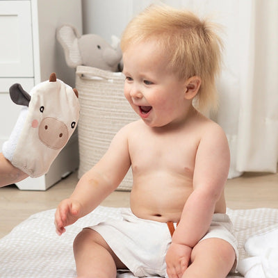 Living Textiles Organic Bath Mitt - Tractor Ride/Cow