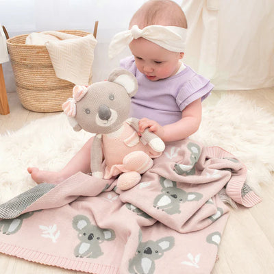 Living Textiles Australiana Baby Blanket - Koala/Blush
