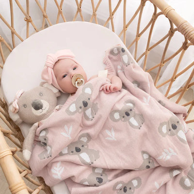 Living Textiles Australiana Baby Blanket - Koala/Blush