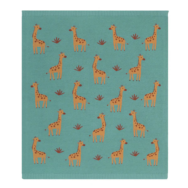 Living Textiles Whimsical Baby Blanket - Giraffe/Sage