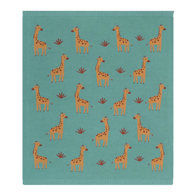 Living Textiles Whimsical Baby Blanket - Giraffe/Sage
