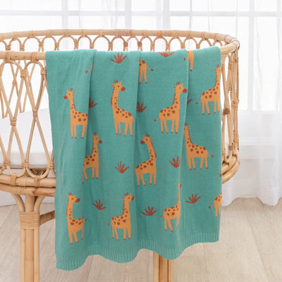 Living Textiles Whimsical Baby Blanket - Giraffe/Sage