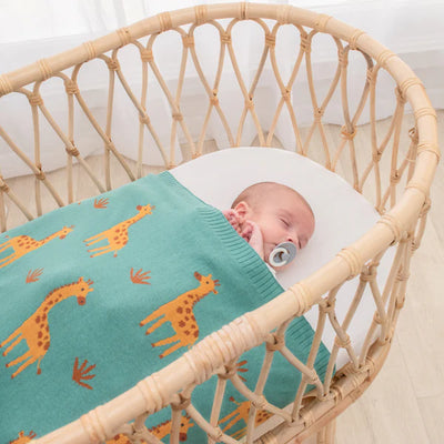 Living Textiles Whimsical Baby Blanket - Giraffe/Sage