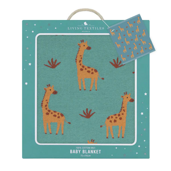 Living Textiles Whimsical Baby Blanket - Giraffe/Sage