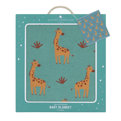 Living Textiles Whimsical Baby Blanket - Giraffe/Sage