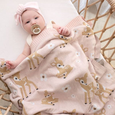 Living Textiles Whimsical Baby Blanket - Fawn/Blush