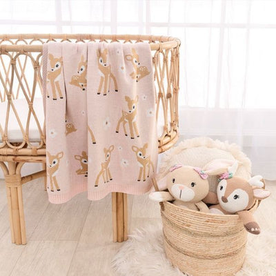 Living Textiles Whimsical Baby Blanket - Fawn/Blush