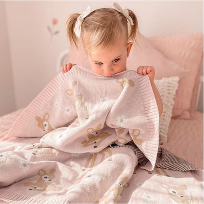 Living Textiles Whimsical Baby Blanket - Fawn/Blush